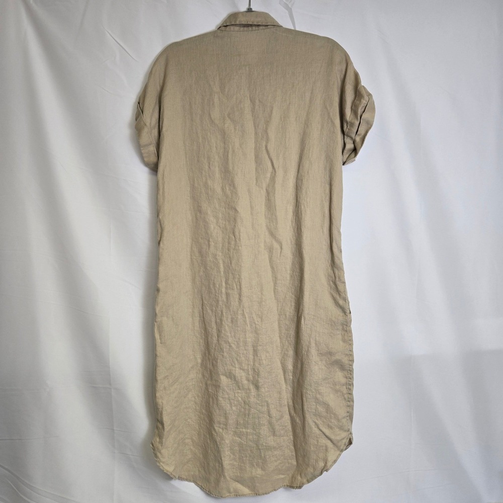 Lauren Ralph Lauren 100% Linen Short Sleeve Shirt Dress, Coastal Preppy, Tan, 6 - Picture 2 of 13